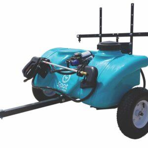 Ride on mower spray unit to tow behind