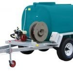 Water tank on trailer for fire fighting