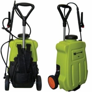 Rechargeable battery sprayer with trolley