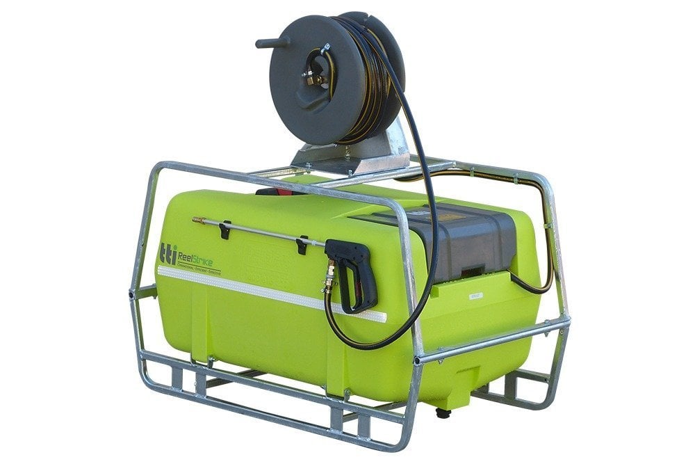 TTI Reel Strike Sprayer with mounted hose reel