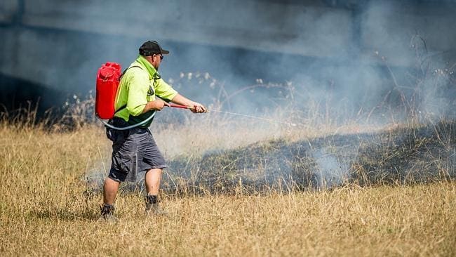 Rega fire fighting knapsack being used for spot sprayer